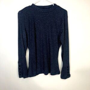 Violets & Roses night sky blue metallic fleck crew ribbed long sleeved sweater M